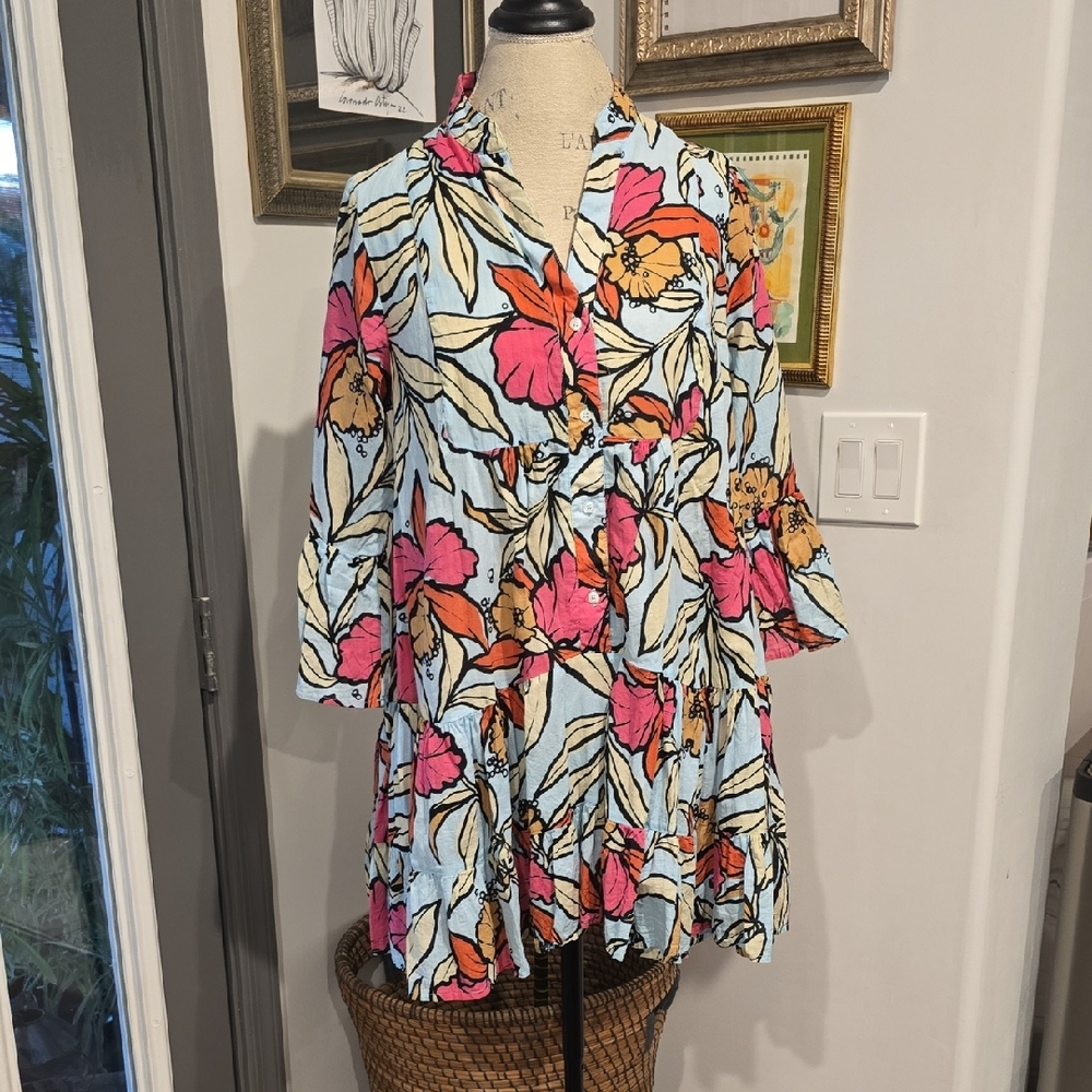 Goldenpoint Vibrant Floral Women's Tunic Top